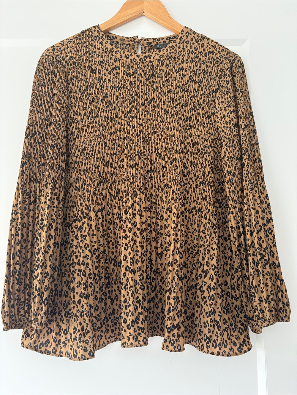 Adrianna Papell Leopard-Print Pleated Blouse - Camel & Black